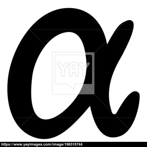 Symbol Alpha Icon Black Color Illustration Flat Style Simple Image