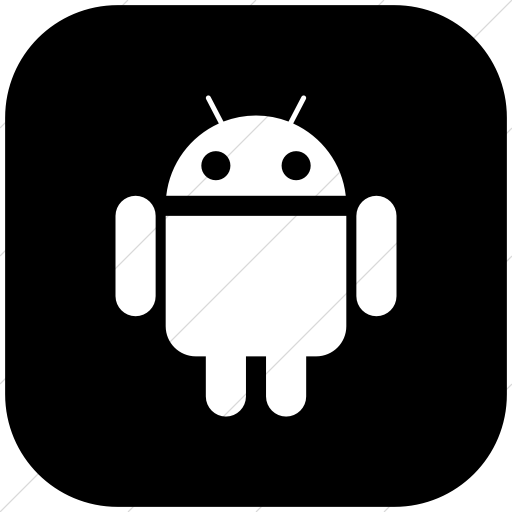 Flat Rounded Square White On Black Social Media Android