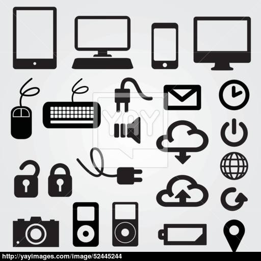 Set App Computer, Phone, Cloud Icons Vector