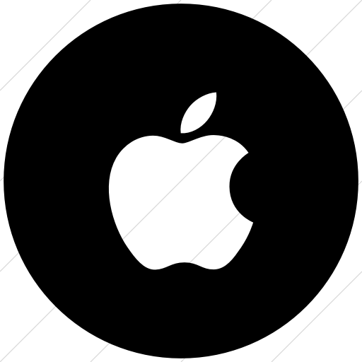 Flat Circle White On Black Social Media Apple Icon