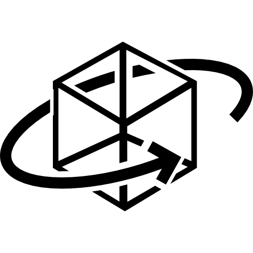 Printed Cube With Circular Arrow Around