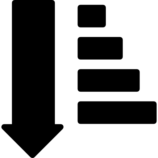 Sort Descending Interface Down Arrow Symbol With Horizontal Text