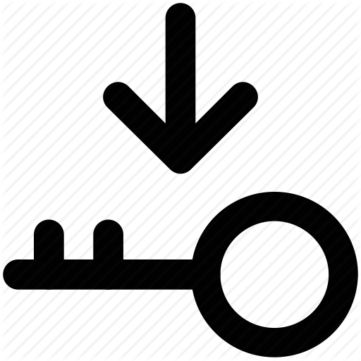 Down Arrow, Key, Lock, Privacy, Protection, Safety, Secrecy Icon