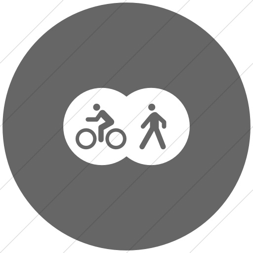 Flat Circle White On Gray Iconathon Shared Bike Path Icon