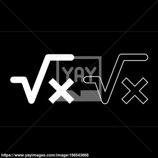 Square Root Of X Axis Icon Set White Color Illustration Flat Style