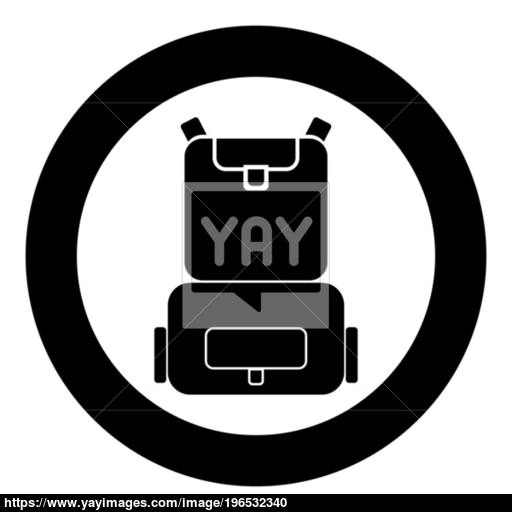 Backpack Icon Black Color In Circle Or Round Vector