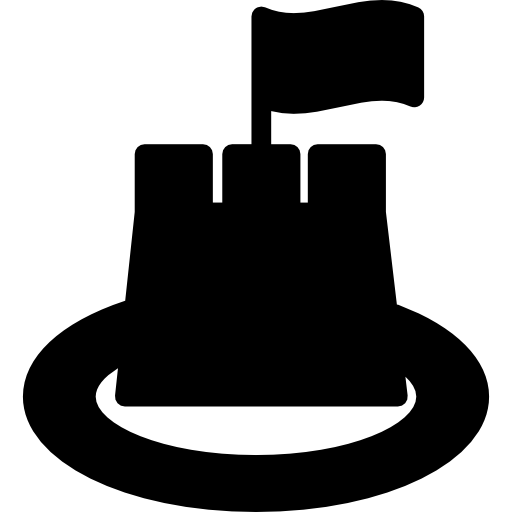 Castle Top With Flag And Outline Icons Free Download