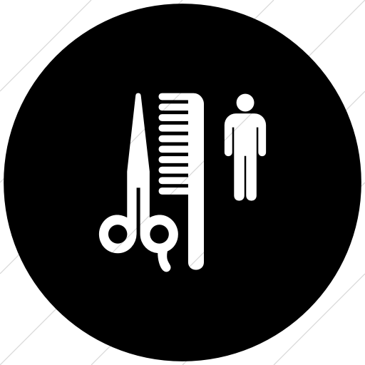 Flat Circle White On Black Aiga Barber Shop Icon