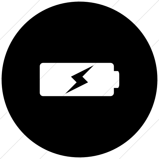 Flat Circle White On Black Raphael Battery Charging Icon