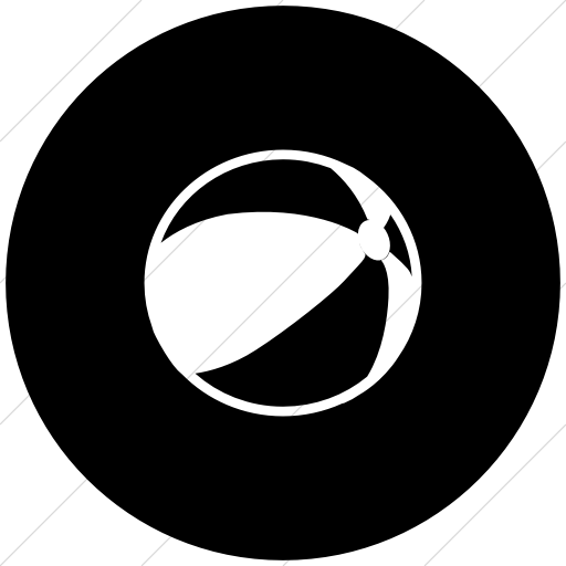 Flat Circle White On Black Classica Beach Ball Icon