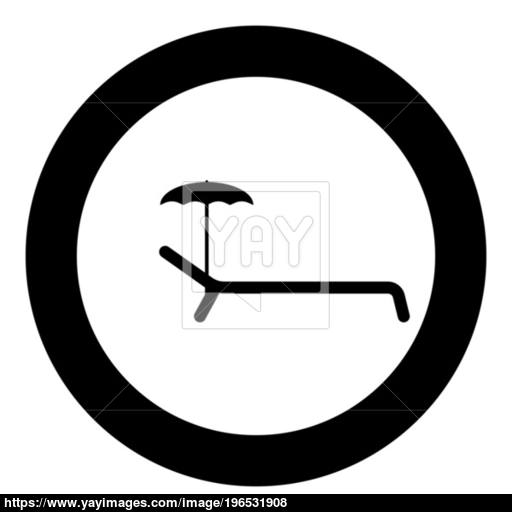 Beach Chair Icon Black Color In Circle Or Round Vector