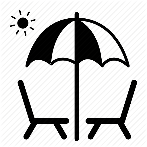 Beach, Chair, Relaxing, Umbrella, Vacation Icon