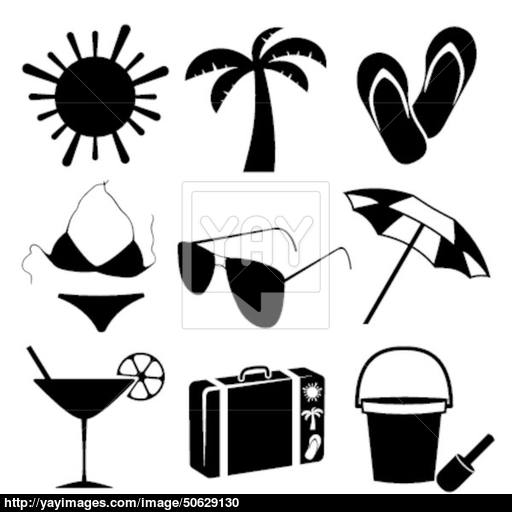 Summer And Beach Icons On White Background Vector
