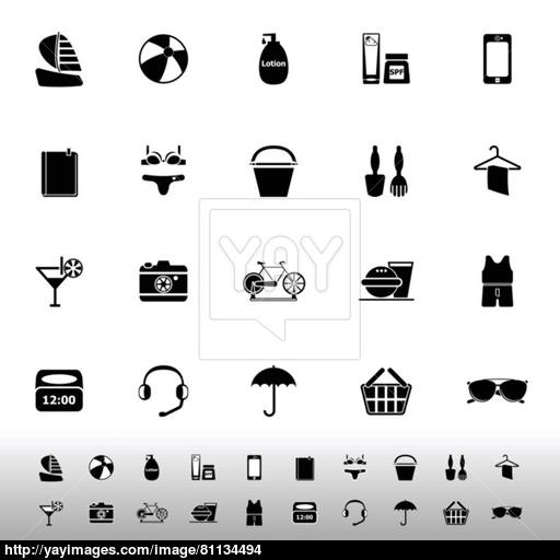 Beach Icons On White Background Vector