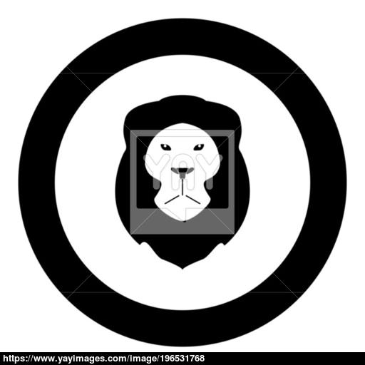 Lion Head Icon Black Color In Circle Or Round Vector