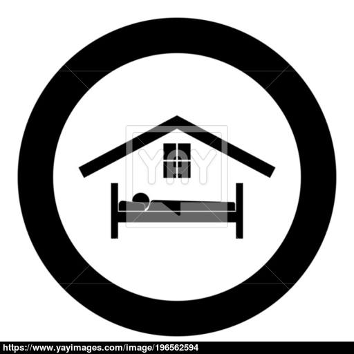 Man In Bed Hotel Icon Black Color In Circle Vector