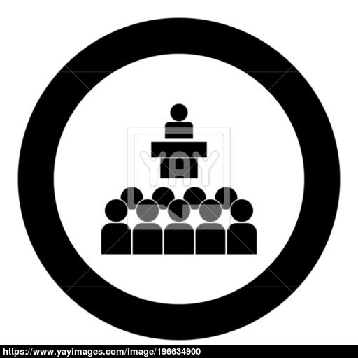 Speaker Before The Audience Black Icon In Circle Vector