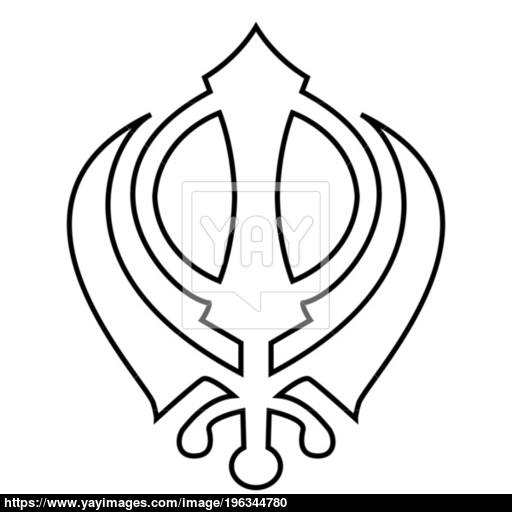 Khanda Symbol Sikhi Sign Icon Black Color Illustration Flat Style