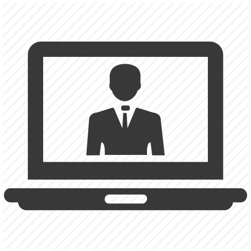 Businessman, Computer, Laptop, Online Communication, Video Call Icon