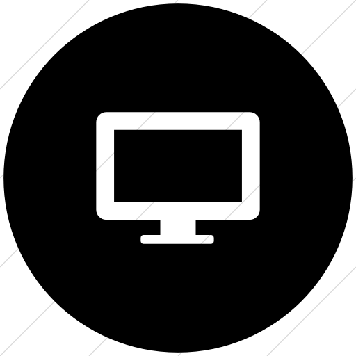 Flat Circle White On Black Foundation Monitor Icon