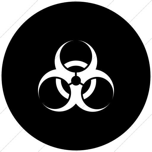Flat Circle White On Black Raphael Biohazard Icon