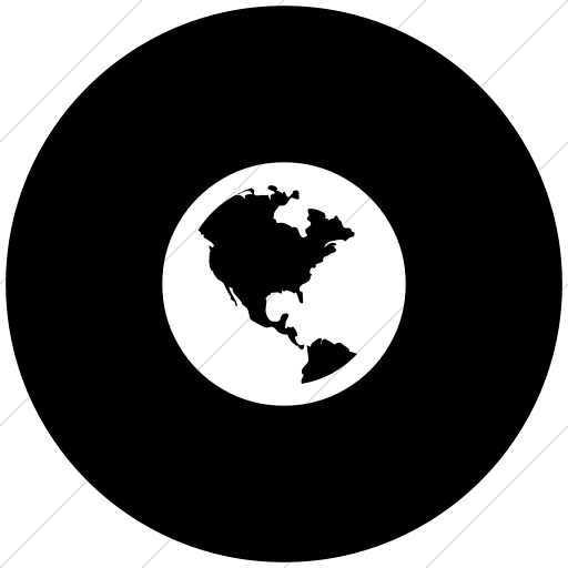 Flat Circle White On Black Bootstrap Font Awesome Globe