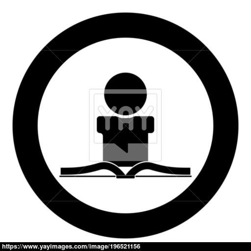 Man Reading Book Icon Black Color In Circle Vector
