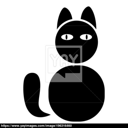 Cat Icon Black Color Illustration Flat Style Simple Image Vector