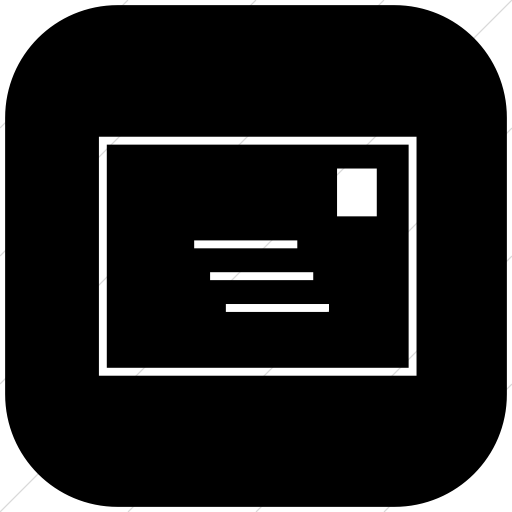 Flat Rounded Square White On Black Classica Email Icon