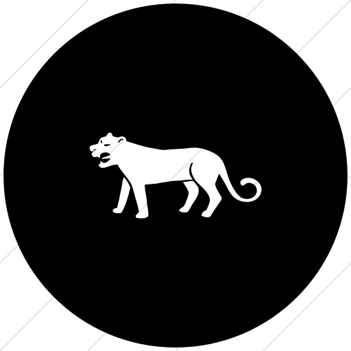 Flat Circle White On Black Animals Tiger Icon