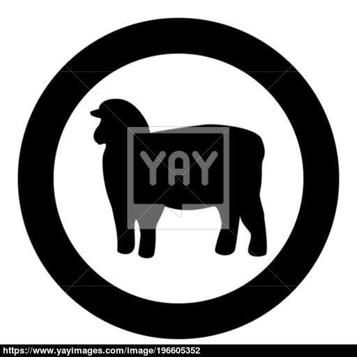 Sheep Silhouette Black Icon In Circle Vector Illustration Isolated