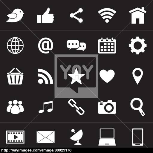 Social Media Icons On Black Background Vector