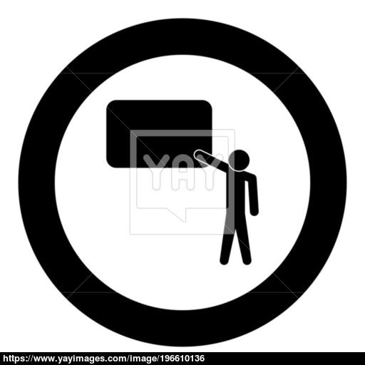 Teacher Standing Near Blackboard Icon Black Color In Circle Vector