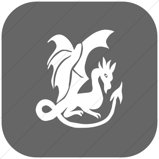 Flat Rounded Square White On Gray Animals Dragon Icon