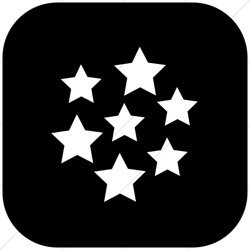Flat Rounded Square White On Black Classica Stars Icon