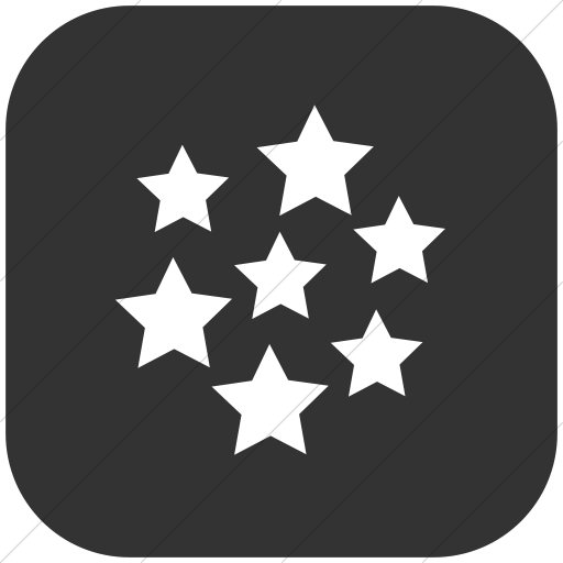 Flat Rounded Square White On Dark Gray Classica Stars Icon