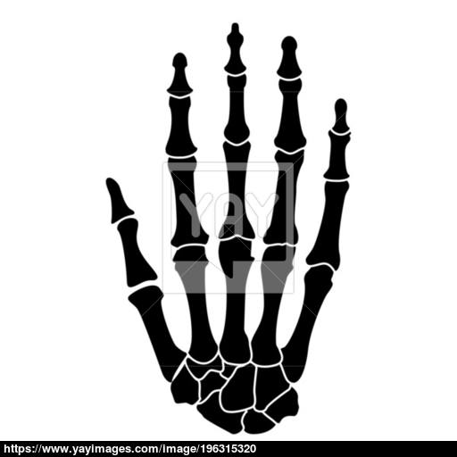 Hand Bone Icon Black Color Illustration Flat Style Simple Image