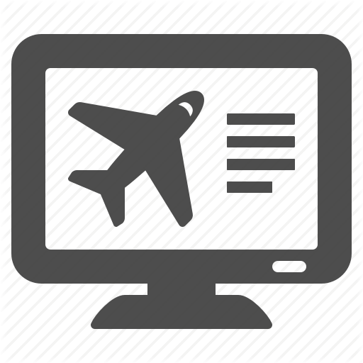 Booking, Computer, Flight, Online, Plane, Screen, Travel Icon