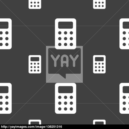 Calculator, Bookkeeping Icon Sign Seamless Pattern On A Gray
