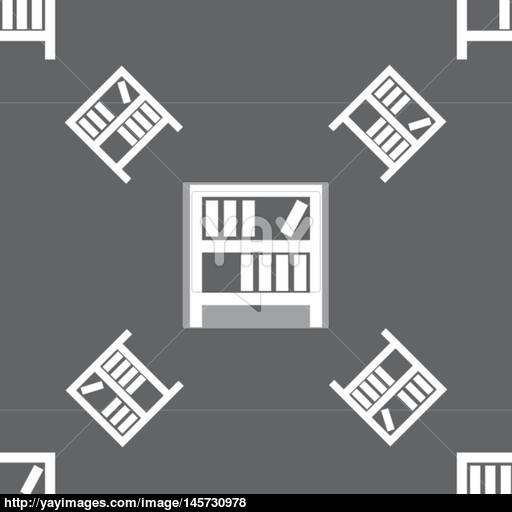 Bookshelf Icon Sign Seamless Pattern On A Gray Background Vector