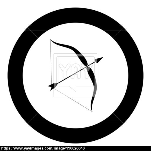 Bow And Arrow Icon Black Color In Circle Vector