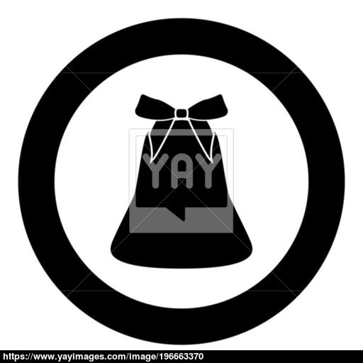Bell With Bow Ribbon Black Icon In Circle Vector