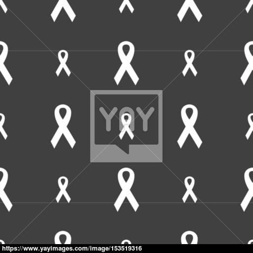 Ribbon, Breast Cancer Awareness Month Icon Sign Seamless Pattern