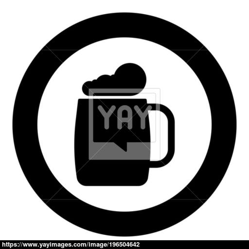 Glass Of Beer The Black Color Icon In Circle Or Round Vector
