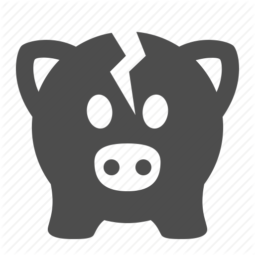 Broken, Cracked, Economy, Finance, Money, Piggy Bank, Savings Icon