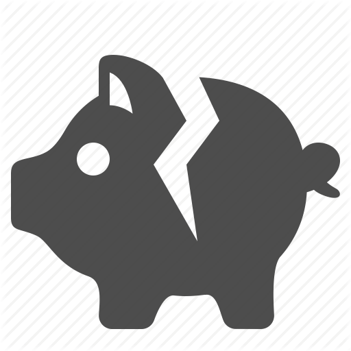 Bank, Broken, Cracked, Finance, Money, Piggy, Savings Icon