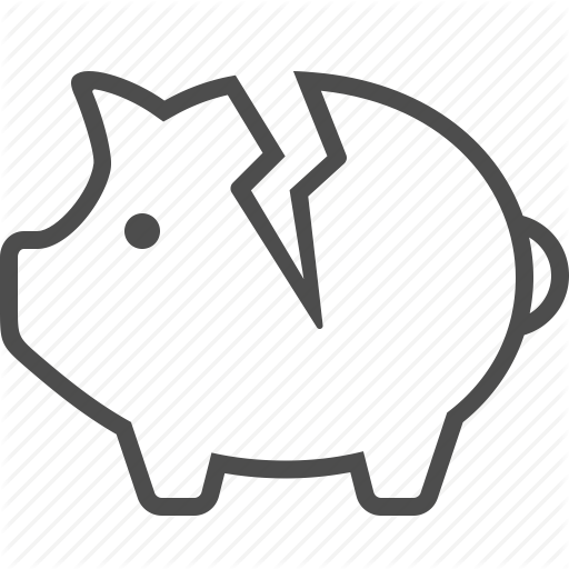 Broken, Cracked, Debt, Piggy Bank, Savings Icon