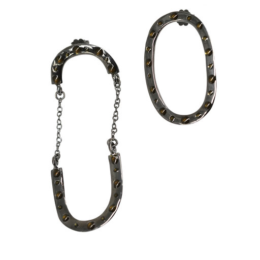 Big Turn Around Rhodium Bronze Earrings