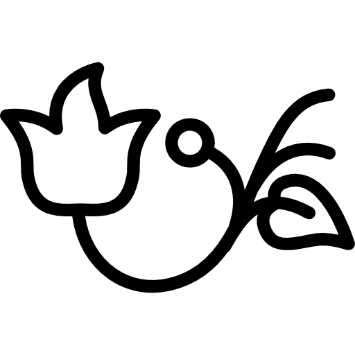 Flower Outline With Leaf And Bud Icons Free Download