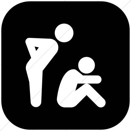 Flat Rounded Square White On Black Iconathon Bully Icon